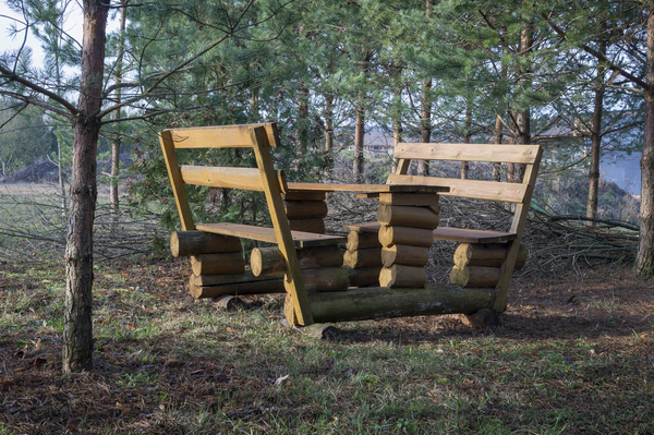 Picknickbank im Wald